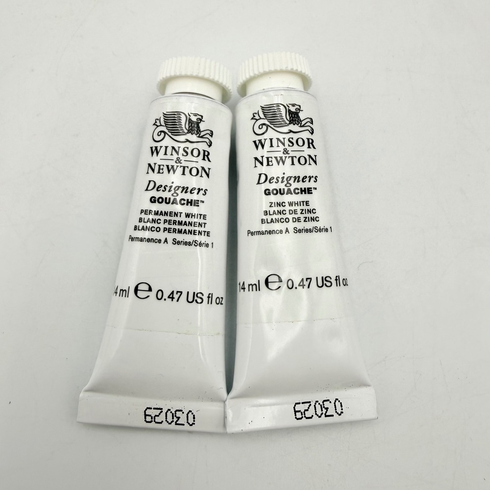 Winsor & Newton Designers Gouache 14ml 2pk Permanent White & Zinc White 0.47oz